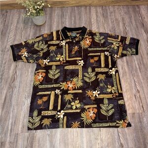 Kaylua Bay Resort Wear Mens Vintage Hawaiian Tropical Short Sleeve Polo Shirt XL
